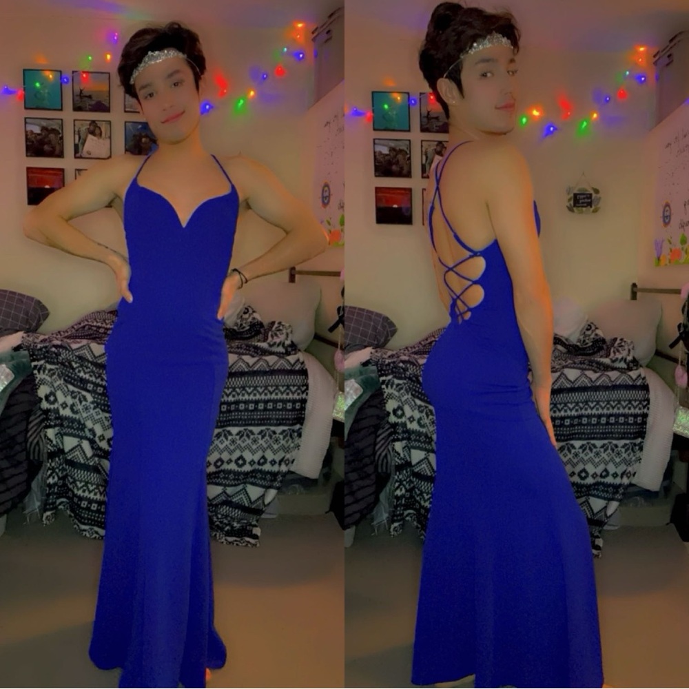 PromGirl Royal Blue Backless Dress